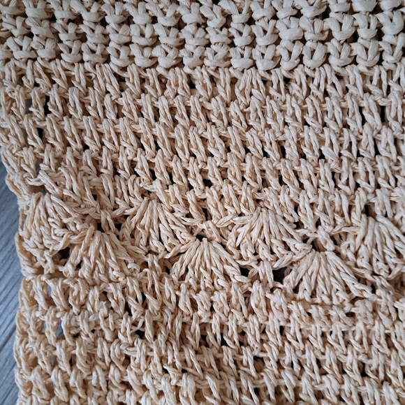 OVERSIZE crochet tote bag Beach coastal resort shopper snap bag neutral sack - Picture 5 of 9